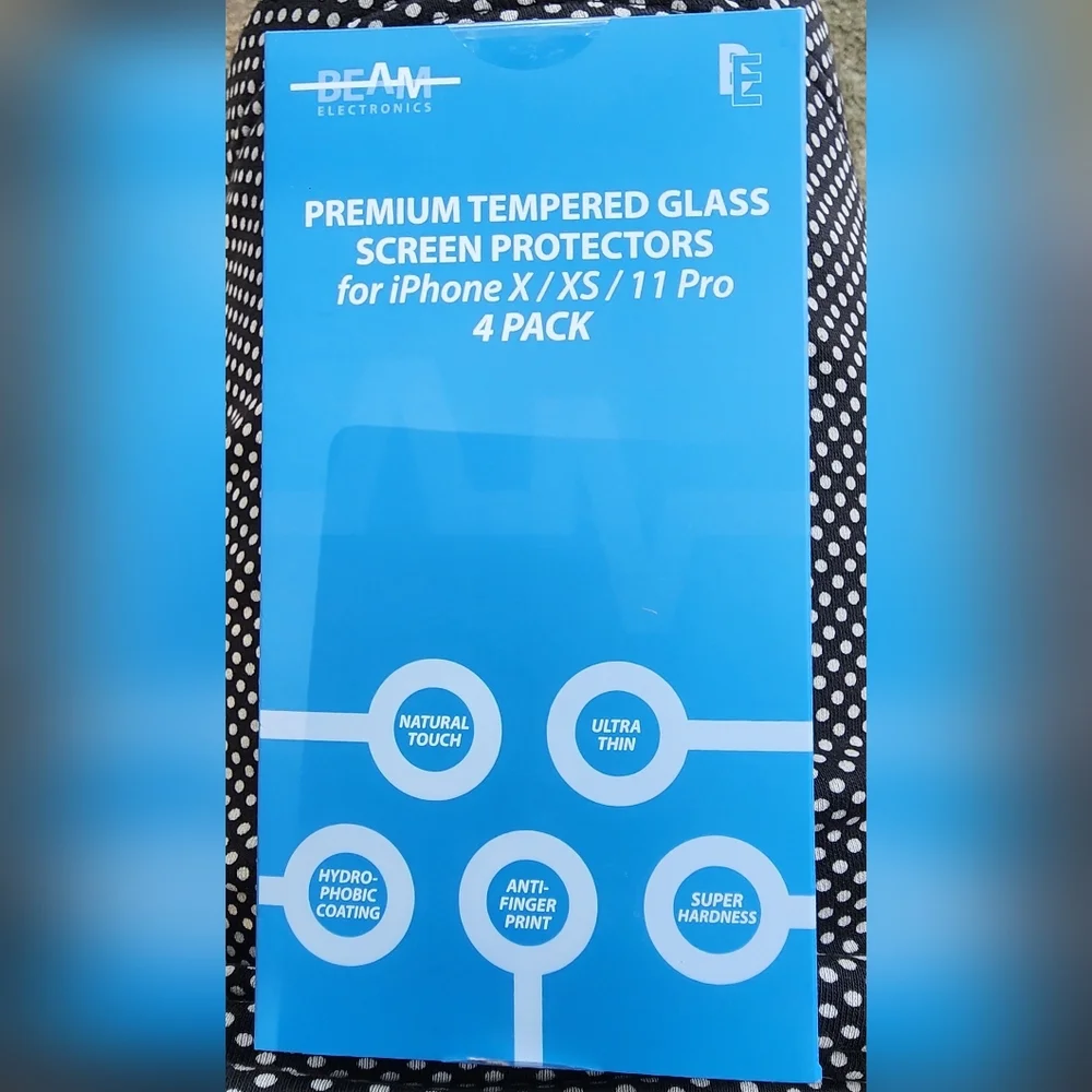 Screen Protector for iPhone X, XS, 11 Pro, Beam Electronics Tempered Glass 4pack